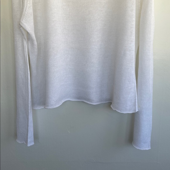 Eileen Fisher 100% Linen White Bateau Neck Sweater XL - Picture 3 of 6